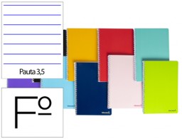 Cuaderno espiral Liderpapel Smart Folio tapa blanda 80h 60g pauta 3,5mm. colores surtidos
